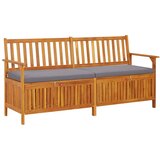 vidaXL klop za shranjevanje z blazino 170 cm trden akacijev les | Shoptok.si