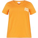 Only Carmakoma Majica 'QUOTE' oranžna / bela | Shoptok.si