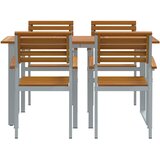  Vrtni set za objed 5 pcs Siva Čvrsto drvo akacije | shoptok.hr