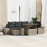 vidaXL Set vrtnih kauča 7 dijelova Siva Ratan, jastučići Vrtni namještaj | shoptok.hr
