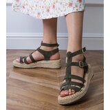 Gemre Green espadrille sandals on a low platform Amur | Shoptok.si