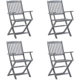 Maison Chic Zložljivi Vrtni Stoli - Stol za vrti 4 kosi z blazinami trden akacijev les JS2974, (21876125) | Shoptok.si