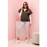 Kesi Włoski Women's quilted vest with short sleeves and a stand-up collar khaki | ePonuda.com