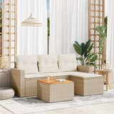Maison Chic Seti vrtnega pohištva - Vrtna garnitura - Vrtni pohištvo set 5-delna z blazinami bež poli ratan, (21819874) | Shoptok.si