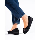 SHELOVET Black suede pumps on a low wedge | Shoptok.si