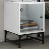  The Living Store Nočna omarica s steklenimi vrati bela 35x37x50 cm - Nočna Omarica, (21453629) | Shoptok.si