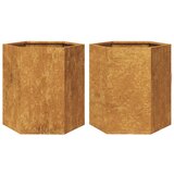 Furnova Vrtno korito 2kosa šestkotnik 46x40x45cm jeklo vremenske vplive, (21921268) | Shoptok.si