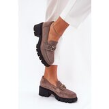 VINCEZA Eco Suede Women's Lace-Up Shoes With Decoration Ciemnobeżowe 39921 | shoptok.hr