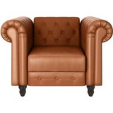 Støraa Konjak smeđa chesterfield fotelja od imitacije kože Felix – | shoptok.hr
