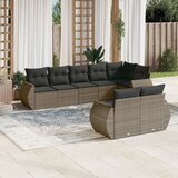 Maison Chic Seti vrtnega pohištva - Vrtna garnitura - Vrtni pohištvo set 8-delna z blazinami siv poli ratan, (21799733) | Shoptok.si