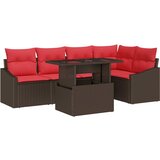 vidaXL Vrtna sedežna garnitura 6 pcs Rjava in rdeča 100 x 55 x 73 cm, (5000020266) | Shoptok.si