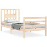 The Living Store Posteljni okvir z vzglavjem 100x200 cm trden les - Posteljni Okvir, (21526743) | Shoptok.si