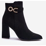 Boto FB2 Leather Boots On Heel With Ornament Black Lymall | shoptok.hr