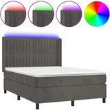 Box spring postelja z vzmetnico LED temno siva 140x200 cm žamet, (20937916) | Shoptok.si