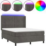  Krevet box spring s madracem LED tamnosivi 140x200 cm baršun | shoptok.hr