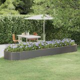  Visoka greda iz prašno premazanega jekla 396x100x36 cm siva, (20707362) | Shoptok.si