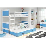 Rico drveni dečiji krevet na sprat sa tri kreveta - beli - plavi - 190x80 cm GVG4ARG Cene