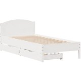 vidaXL Posteljni okvir z vzglavjem bel 75x190 cm trdna borovina, (21322517) | Shoptok.si