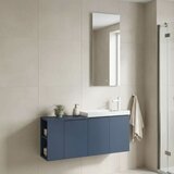 Hanah home Ferla 110 - 343 Matte Blue Bathroom Cabinet With Sink & Mirror Set (2 Pieces) Cene