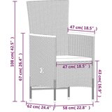  Vrtna garnitura - 6-dijelni vrtni blagovaonski set s jastucima crni Crna i smeđa 6 | shoptok.hr