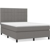  Box spring postelja z vzmetnico temno siva 140x200 cm blago, (20789857) | Shoptok.si