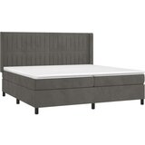  Box spring postelja z vzmetnico LED temno siva 200x200 cm žamet, (20724264) | Shoptok.si