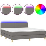  Box spring postelja z vzmetnico LED temno siva 160x200 cm blago, (20789468) | Shoptok.si