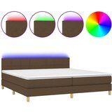  Krevet box spring s madracem LED tamnosmeđi 200x200 cm tkanina | shoptok.hr