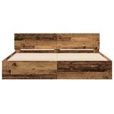  posteljni okvir z vzglavjem, inženirski les, starolesna, 185×203×70 cm | Shoptok.si