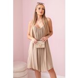 Kesi Włoski Women's viscose dress with straps - camel beige | Eponuda.ba