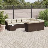 vidaXL 11-dijelni set vrtnih sofa od poliratana s jastucima smeđi | shoptok.hr
