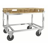 Kongamek transportni voziček za palete, pocinkan, višina 655 - 835 mm, z zavoro | Shoptok.si