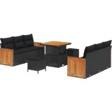 vidaXL 9-delni set vrtnih sofa z blazinami Črna Poli ratan akacija | Shoptok.si
