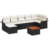  Sjedeća garnitura za vrt 8 kom. Crna i Krema poliratan 297,5 x 132,5 x 69 cm | Shoptok.si