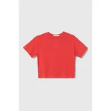 Calvin Klein Jeans Bombažna kratka majica rdeča barva
