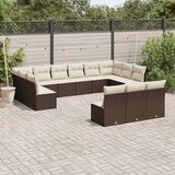  13-dijelni set vrtnih sofa s jastucima smeđi od poliratana | shoptok.hr