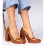 D/CEO marka niezdefiniowana Brown square-toe pumps on a massive heel Irenois | ePonuda.com