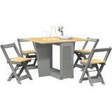 vidaXL Jedilna garnitura 5-delna Corona zložljiva siva borovina | Shoptok.si