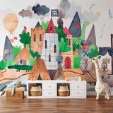  Foto tapeta - A colourful treasure island with a castle - a pirate ship at sea for children 392x280 Samoljepljiva | shoptok.hr
