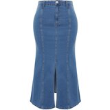Trendyol Curve Blue Front Slit Detailed Midi Denim Skirt | Eponuda.ba