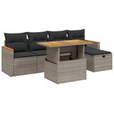  6-dijelni set vrtnih sofa od poliratana s jastucima sivi | shoptok.hr
