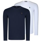 Dewberry DOUBLE SET T8588 ROUND COLLAR MEN'S SWEATSHIRT-WHITE-LACİVERT | Shoptok.si