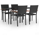  5-dijelni vrtni blagovaonski set od poliratana crni | shoptok.hr