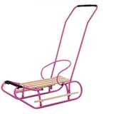 Lean_Toys Otroške kovinske sani z naslonom za potiskanje roza | Shoptok.si