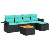 vidaXL Vrtna garnitura - 6-dijelni set vrtnih sofa s jastucima crni od poliratana - Crna sa spremištem 1 | shoptok.hr