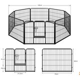  60 cm visoka 8-dijelna sklopiva vanjska ogradica za pse od crnog metala | shoptok.hr