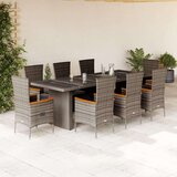 vidaXL 9-dijelni vrtni blagovaonski set sivi od poliratana | shoptok.hr