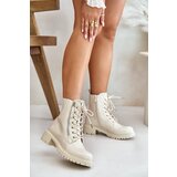 Kesi Lacquered ankle boots Workery with zip insulated beige Ravanthia | Shoptok.si