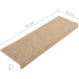 vidaXL Samolepilne preproge za stopnice sisal 15 kosov 65x25cm peščene | Shoptok.si