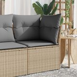Maison Chic Vrtni kotni kavč - Zunanji kavč z blazinami bež poli ratan, (22040709) | Shoptok.si